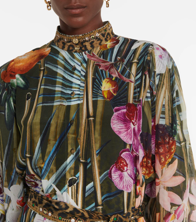 Shop Camilla Floral Embellished Silk Shirt Dress In Opassport To Para