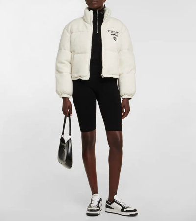 Prada Downtown Sneaker Aus Perforiertem Leder In Bianco+nero