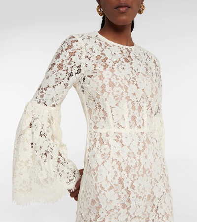 Shop Self-portrait Lace Midi Dress In Ivory