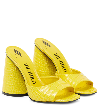 Attico Luz Croc-embossed Leather Heeled Mules In Yellow | ModeSens