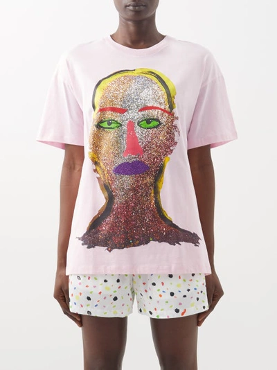 Christopher Kane Brat Face-print Organic Cotton-jersey T-shirt In Light  Pink | ModeSens