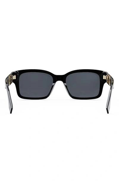 Shop Fendi O'lock 53mm Rectangular Sunglasses In Shiny Black / Blue