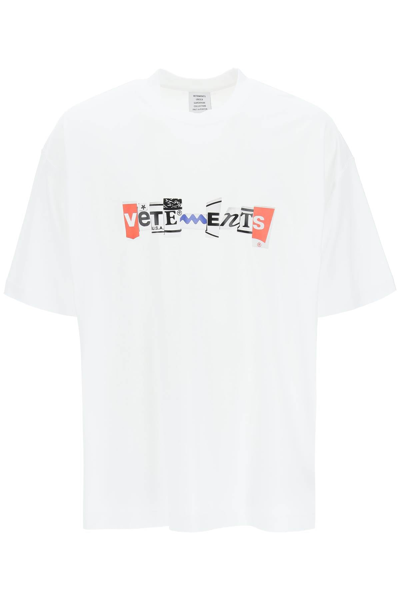 Shop Vetements Mixed Logo T-shirt In White
