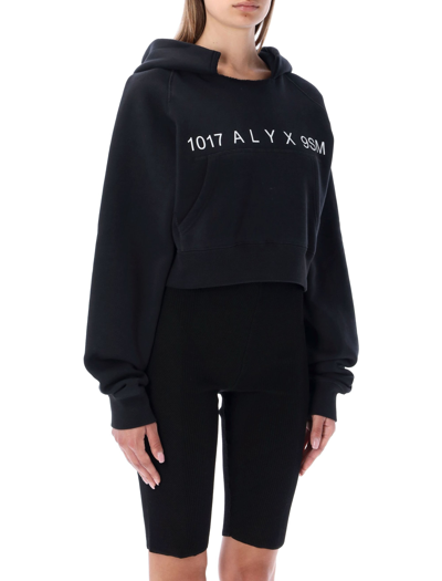 Shop Alyx Logo Cropped Hoodie In Black