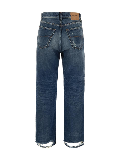 Shop Balenciaga Distressed Hem Jeans In Blue