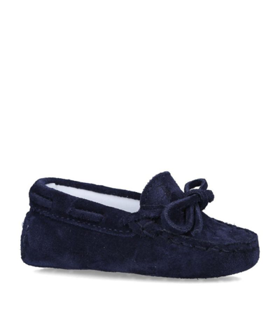 Shop Tod's Suede Laccetto Gommini Loafers In Navy