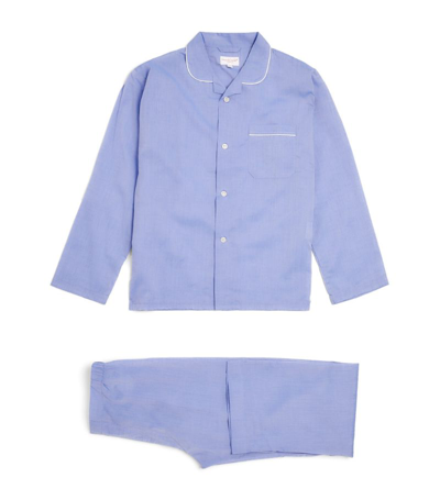 Shop Derek Rose Kids Cotton Amalfi Pyjama Set (3-16 Years) In Blue