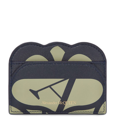 Shop Alexander Mcqueen Leather Logo Card Holder In Green