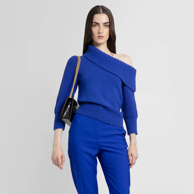 Shop Alexander Mcqueen Woman Blue Knitwear