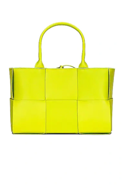 Bottega Veneta Small Arco Woven Leather Tote In Acid & Silver