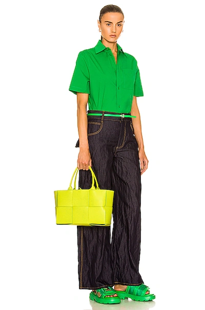 Bottega Veneta Small Arco Woven Leather Tote In Acid & Silver