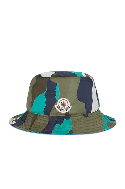 Moncler Camo Bucket Hat In Cadet | ModeSens