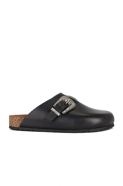 Shop Saint Laurent Western Buckles Mule In Noir