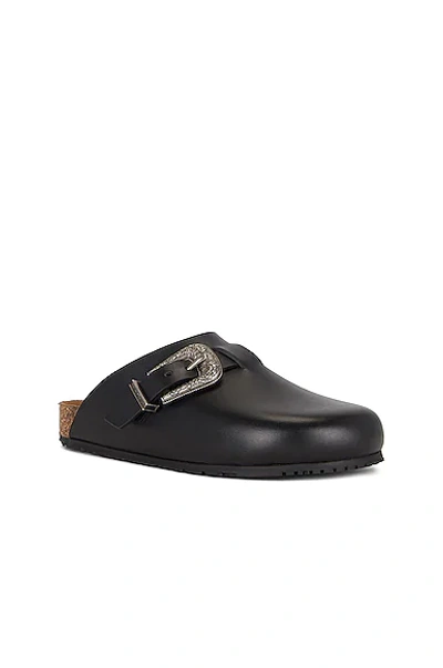 Saint Laurent Buckled Backless Leather Loafers In Noir