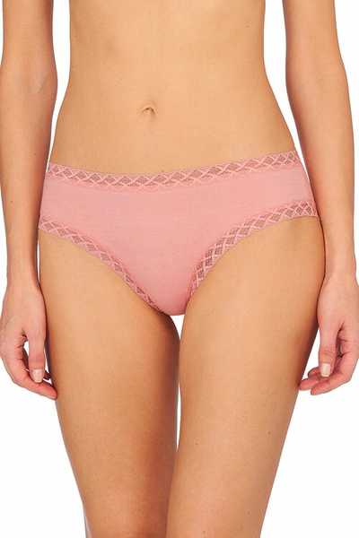 Shop Natori Bliss Girl Comfortable Brief Panty Underwear With Lace Trim In Peach Pink