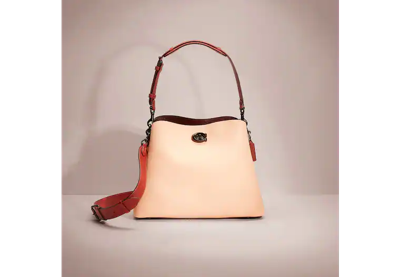 Coach Restored Willow Shoulder Bag In Colorblock With Signature Canvas Interior In Pewter/faded Blush