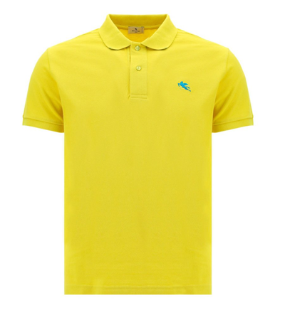 Shop Etro Logo Embroidered Polo Shirt In Yellow