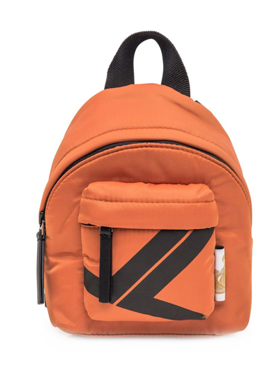 Shop Lanvin Logo Printed Zipped Backpack In Orange