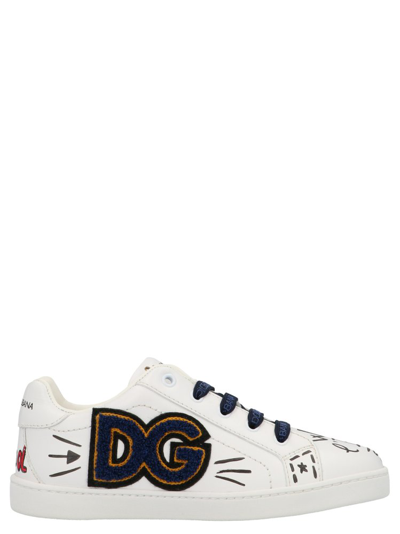 Shop Dolce & Gabbana Kids Portofino Graffiti Print Lace-up Sneakers
