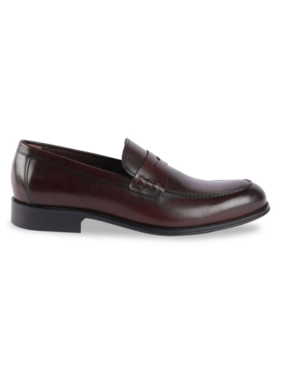 Shop Vellapais Men's Leather Penny Loafers In Dark Brown