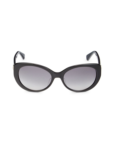 Shop Kate Spade Women's Everett Round Cat Eye Sunglasses In Black