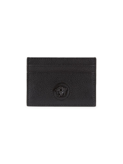 Shop Versace Women's Medusa Leather Card Case In Black Gold