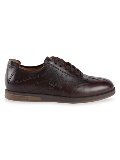 Shop Vellapais Men's Leather Sneakers In Dark Brown