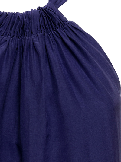 Shop Douuod Woman's Blue Cotton And Silk Long Dress In Violet