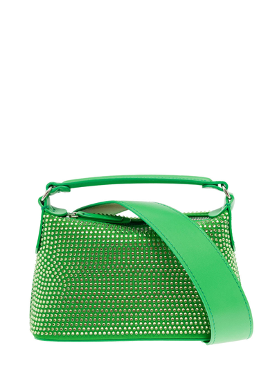 Shop Liu •jo Liu Jo Leonie Hanne Woman's Hobo Mini  Green Leather Shoulder Bag With Strass