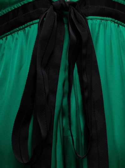 Shop Pinko Woman's Anguria Green Satin Long Dress
