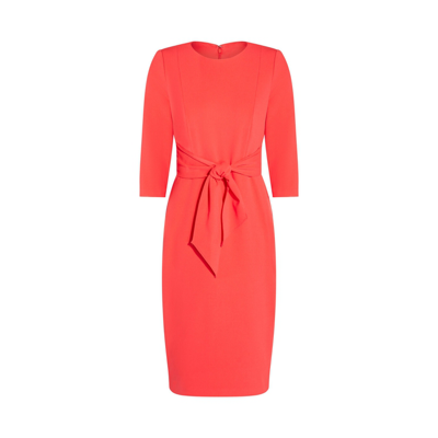 Shop Adrianna Papell Knit Crepe Tie Waist Sheath In Vibrant Coral