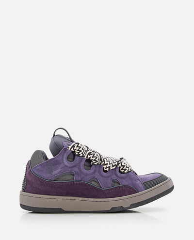 Shop Lanvin Curb Leather Sneakers In Purple