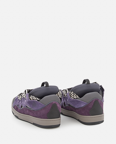 Shop Lanvin Curb Leather Sneakers In Purple
