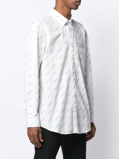 Shop Balenciaga All-over Logo Shirt In White