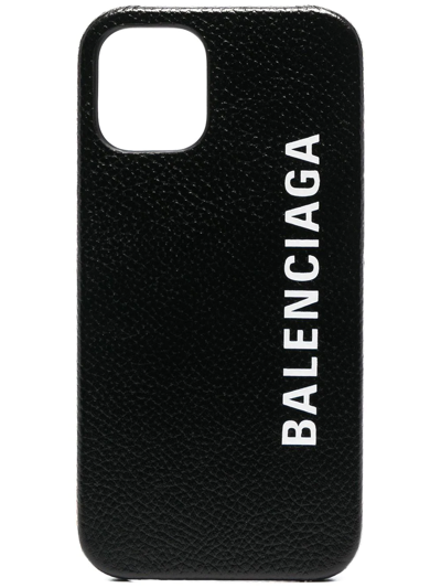 Shop Balenciaga Iphone 12 Mini Logo Case In Black