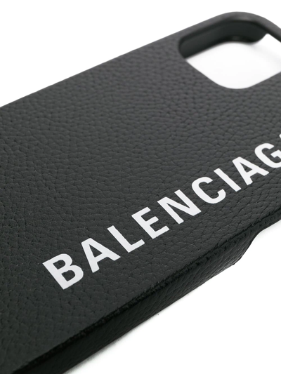 Balenciaga Logo Print Iphone 11 Leather Case In Black | ModeSens