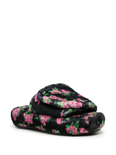 Shop Natasha Zinko Pixel Flower Slides In Multicolour