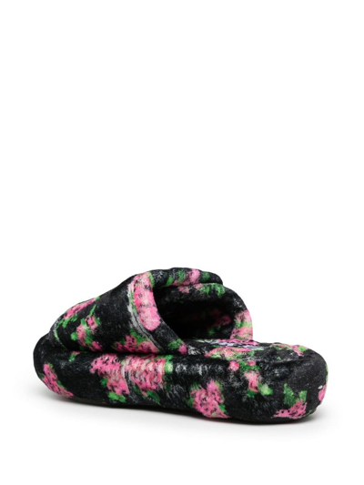 Shop Natasha Zinko Pixel Flower Slides In Multicolour