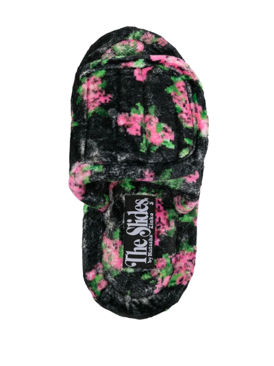 Natasha Zinko Pixel Floral-print Slippers In Multicolour