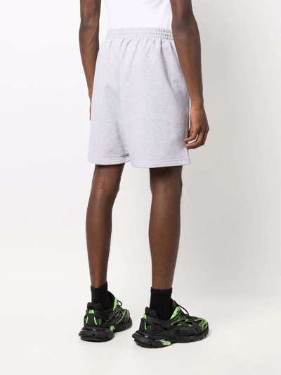 Shop Balenciaga Logo Embroidery Track Shorts In Grey