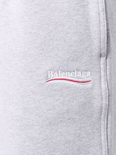 Shop Balenciaga Logo Embroidery Track Shorts In Grey