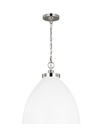 Shop Chapman & Myers Visual Comfort Studio Large Dome Pendant In Matte White Polished Nickel