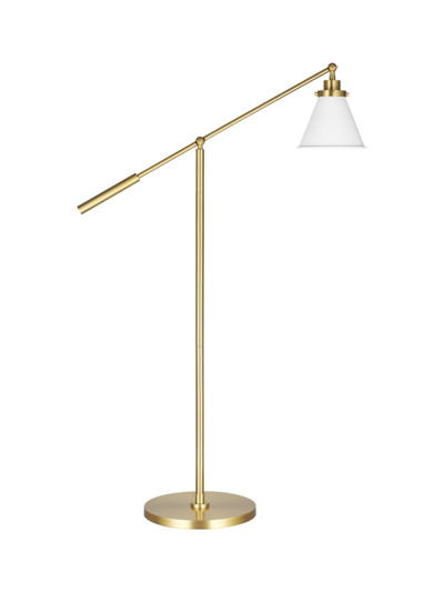 Shop Chapman & Myers Visual Comfort Studio Cone Floor Lamp In Matte White Burnished Brass