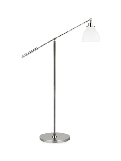 Shop Chapman & Myers Visual Comfort Studio Dome Floor Lamp In Matte White Polished Nickel