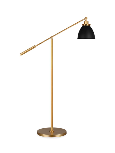Shop Chapman & Myers Visual Comfort Studio Dome Floor Lamp In Midnight Black Burnished Brass