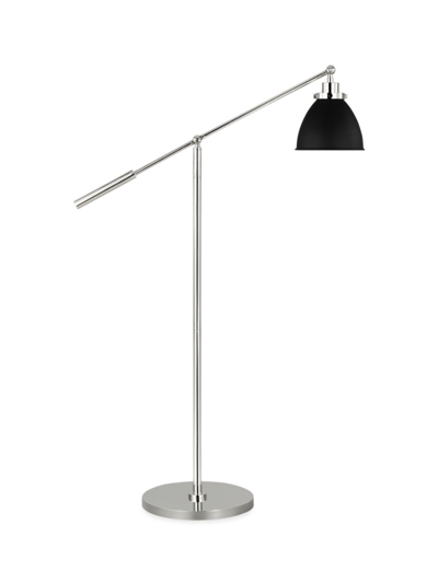 Shop Chapman & Myers Visual Comfort Studio Dome Floor Lamp In Midnight Black Polished Nickel