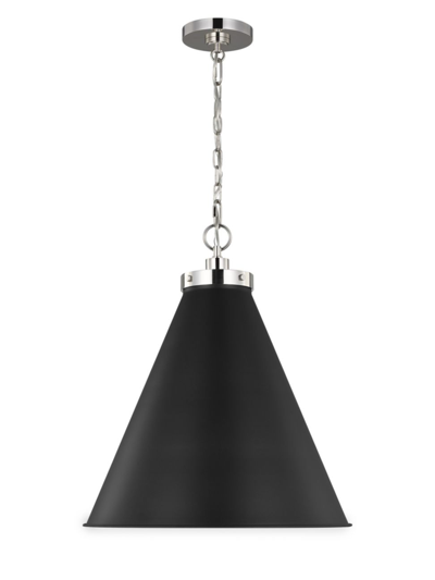 Shop Chapman & Myers Visual Comfort Studio Large Cone Pendant In Midnight Black Polished Nickel