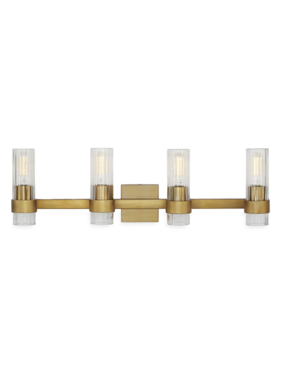 Shop Chapman & Myers Visual Comfort Studio Four-light Vanity In Burnished Brass