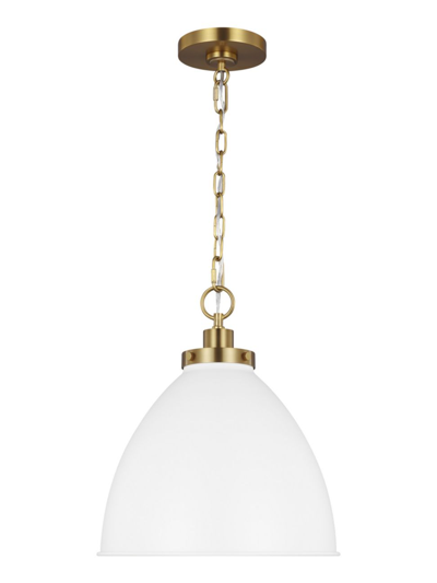 Shop Chapman & Myers Visual Comfort Studio Dome Pendant In Matte White Burnished Brass