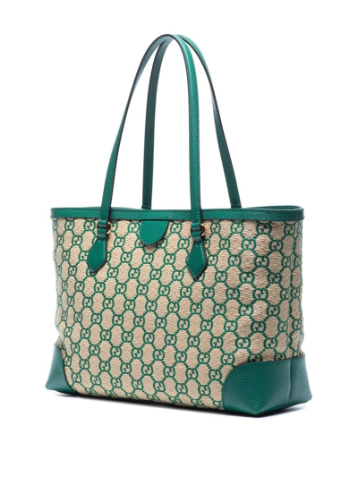 Ophidia Medium GG Tote Bag Green and Natural